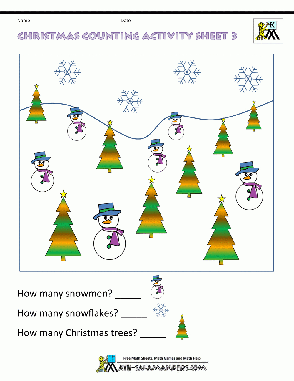 Christmas Math Worksheets For Kindergarten inside Christmas Worksheets For 3 Year Olds