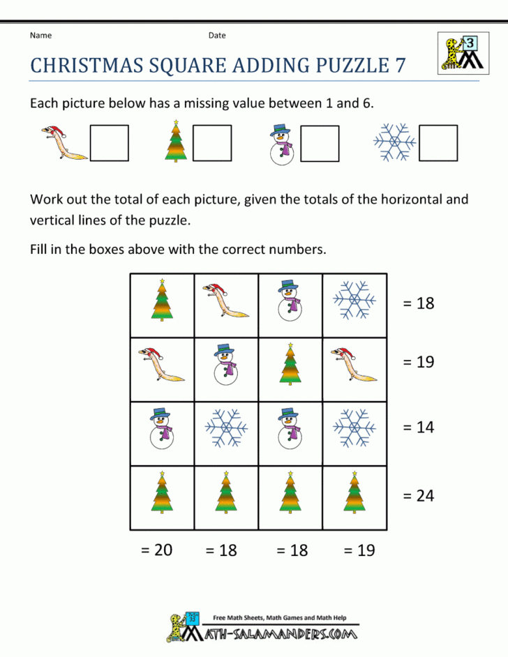 Christmas Math Worksheets High School