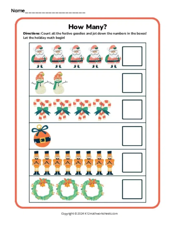 Christmas Skip Counting Worksheets