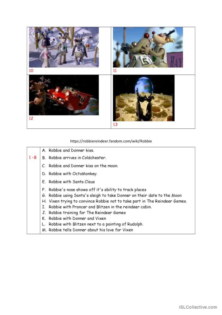 Christmas Movie: Robbie The Reindeer…: English Esl Worksheets Pdf regarding Christmas Movie Worksheet