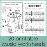 Christmas Music Worksheets {Lines Spaces, High Low} Inside Christmas Music Worksheet