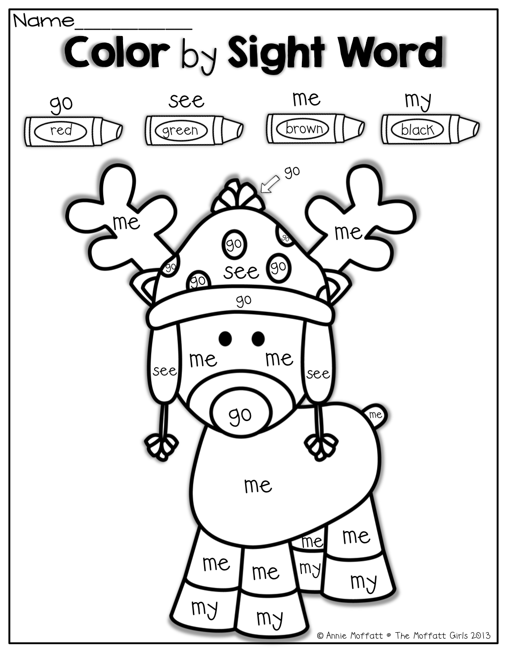 Christmas No Prep Packet (Kindergarten) with Christmas Sight Words Worksheets