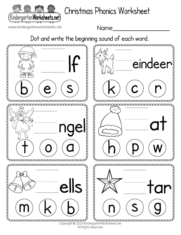 Christmas Reading Worksheets For Kindergarten