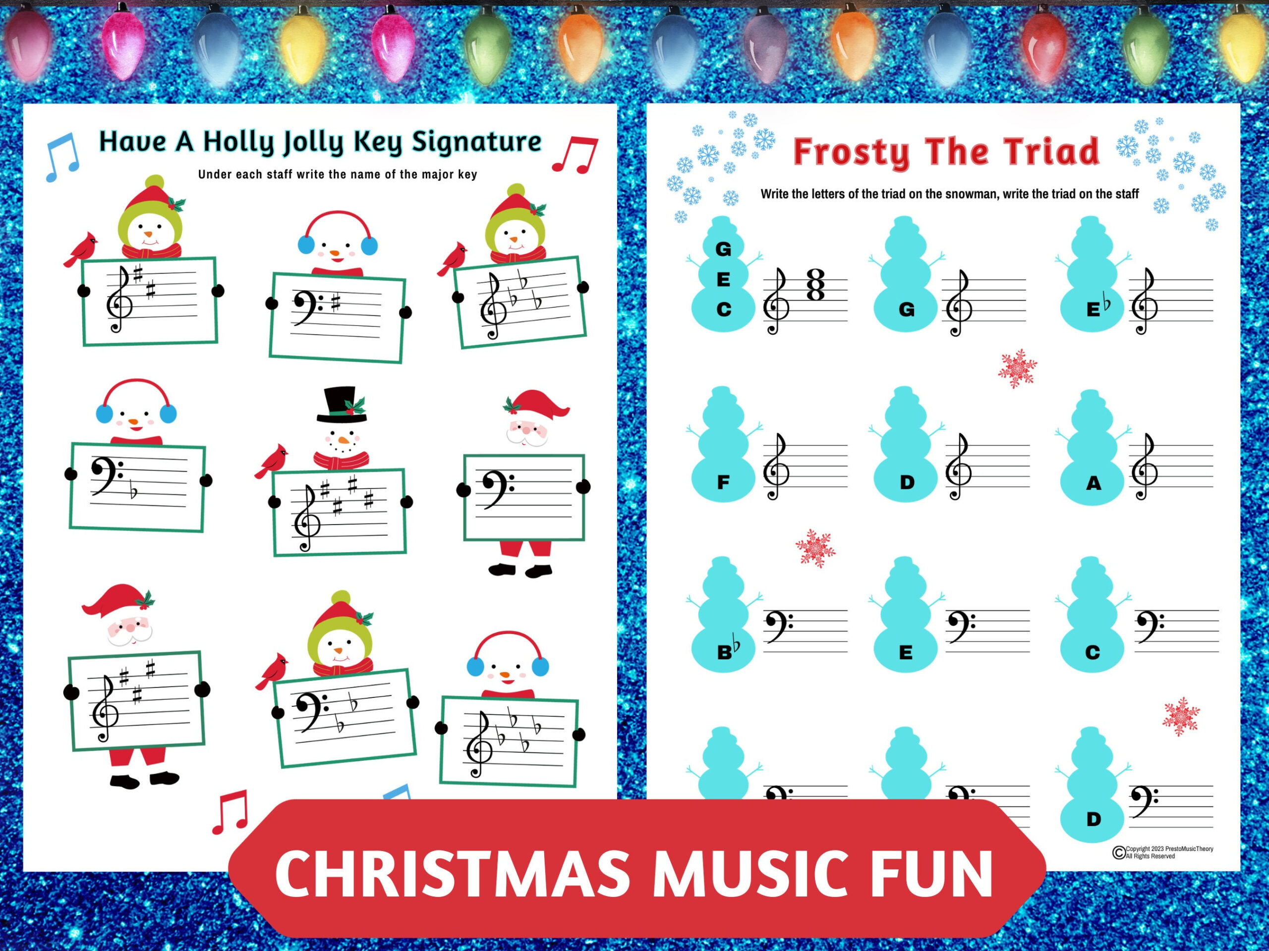 Christmas Piano Fun Frosty The Triad &amp;amp; Holly Jolly Key Signatures throughout Christmas Piano Theory Worksheets