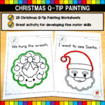 Christmas Q Tip Painting Worksheets   United Teaching With Christmas Painting Worksheets