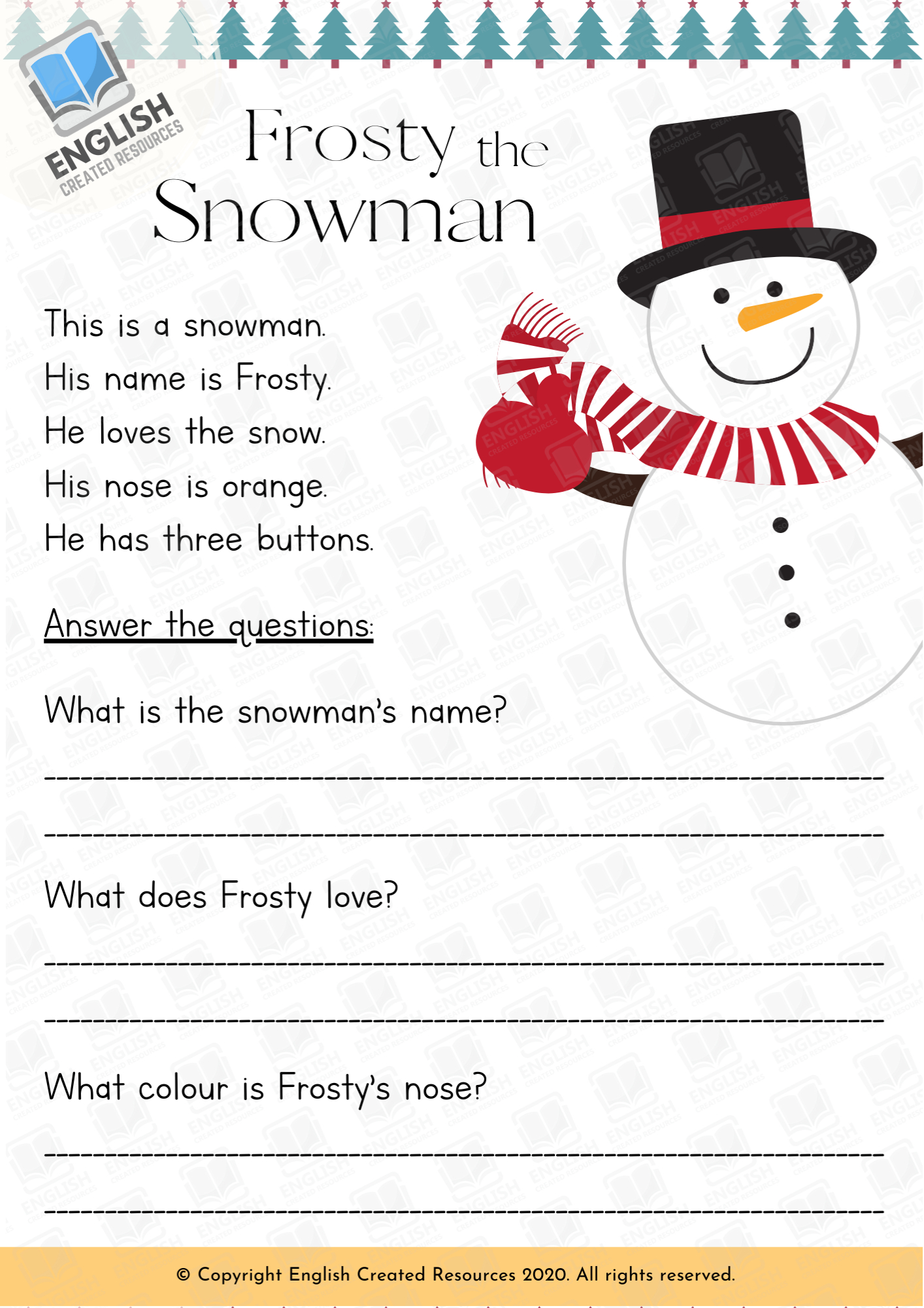 Christmas Reading Comprehension Grade 1 – English Created Resources pertaining to Christmas Reading Worksheets 1St Grade