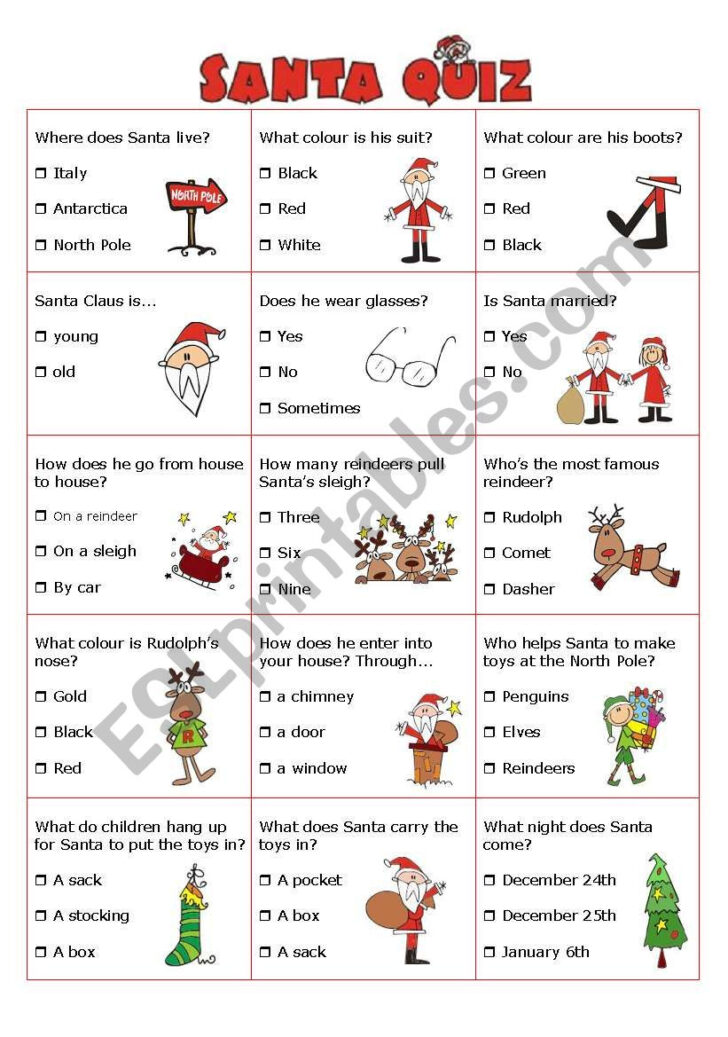 Christmas Quiz Worksheet