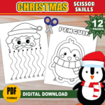 Christmas Scissor Skills | Santa'S Beard & Christmas Characters Within Christmas Scissor Skills Worksheets