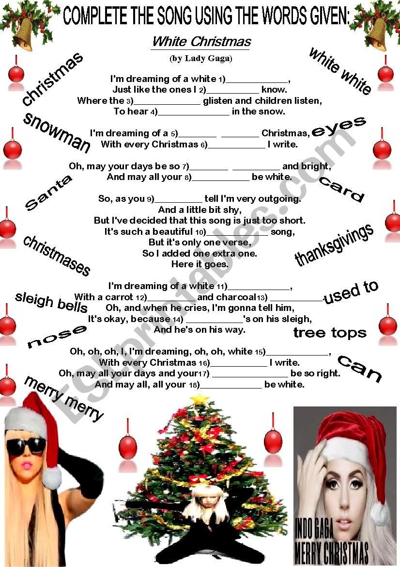 Christmas Song - Esl Worksheetbeauty And The Best intended for Christmas Song Worksheet with Pictures