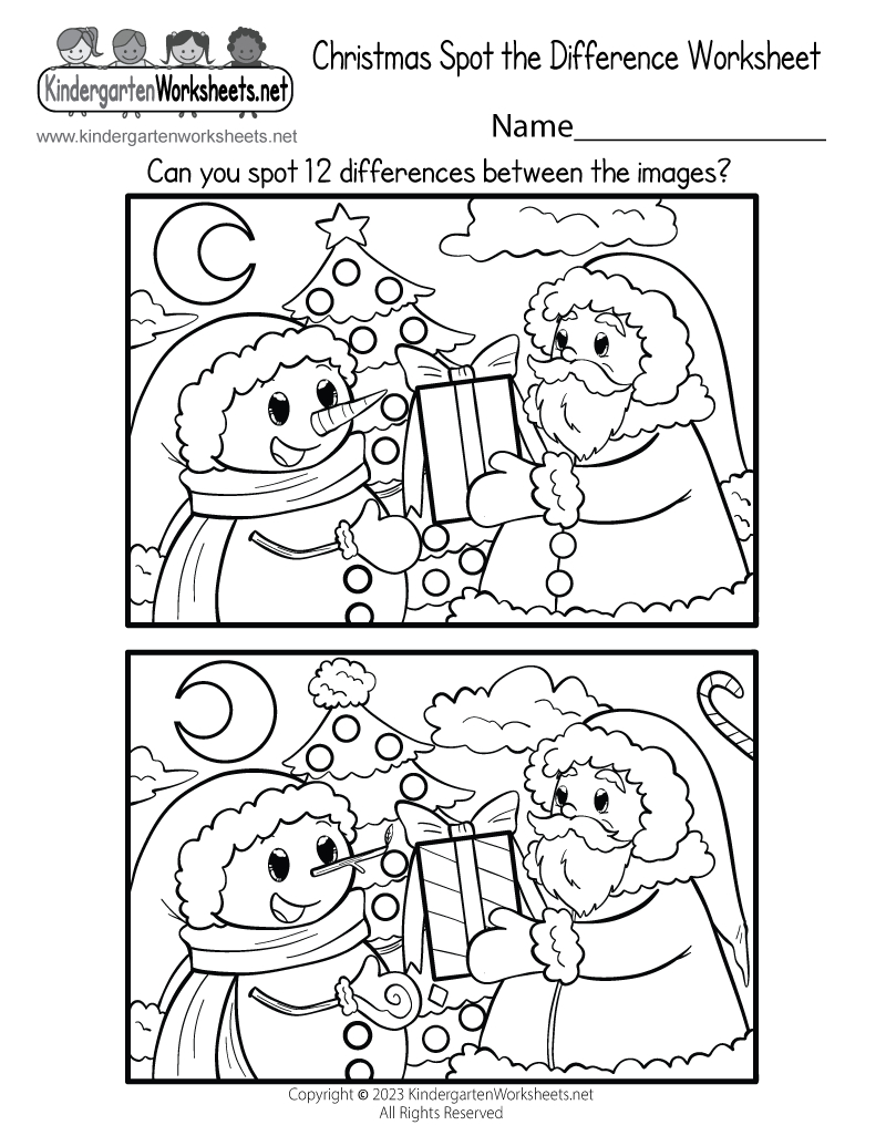 Christmas Spot The Difference Worksheet - Free Printable, Digital throughout Christmas Opposites Worksheet