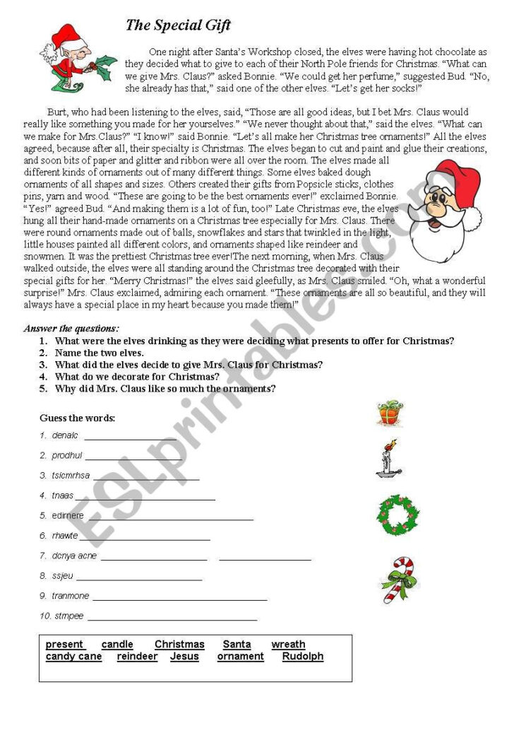 Christmas Story Worksheets