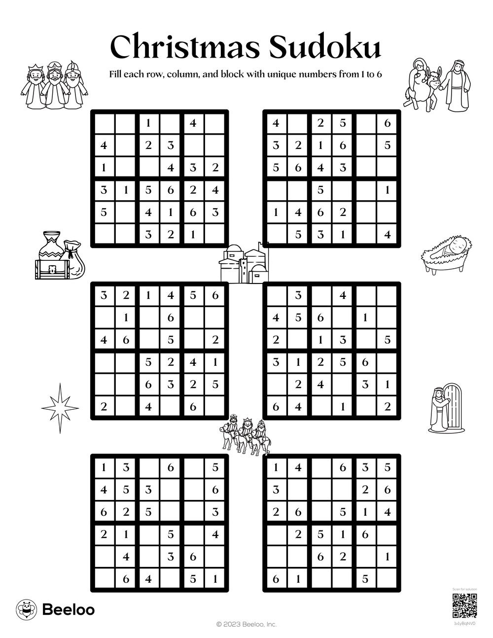 Christmas Sudoku • Beeloo Printable Crafts And Activities For Kids throughout Christmas Sudoku Worksheet