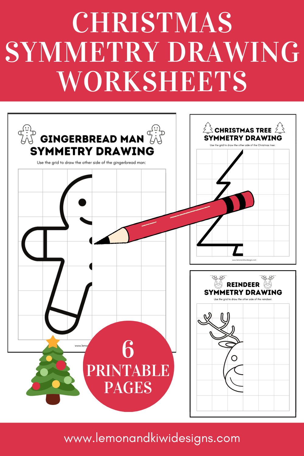 Christmas Symmetry Worksheets - Lemon And Kiwi Designs in Christmas Symmetry Worksheets