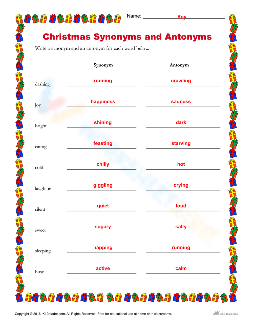 Christmas Synonyms And Antonyms Worksheet inside Christmas Synonyms And Antonyms Worksheets