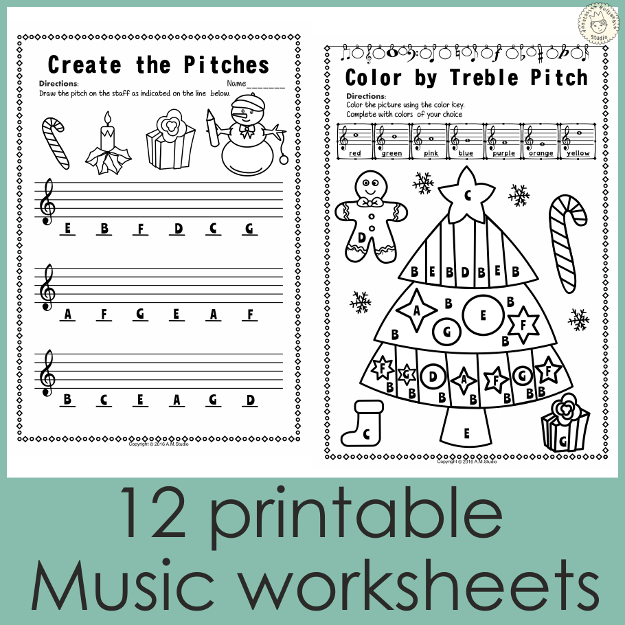 Christmas Treble Clef Note Reading Worksheets within Christmas Music Theory Worksheets