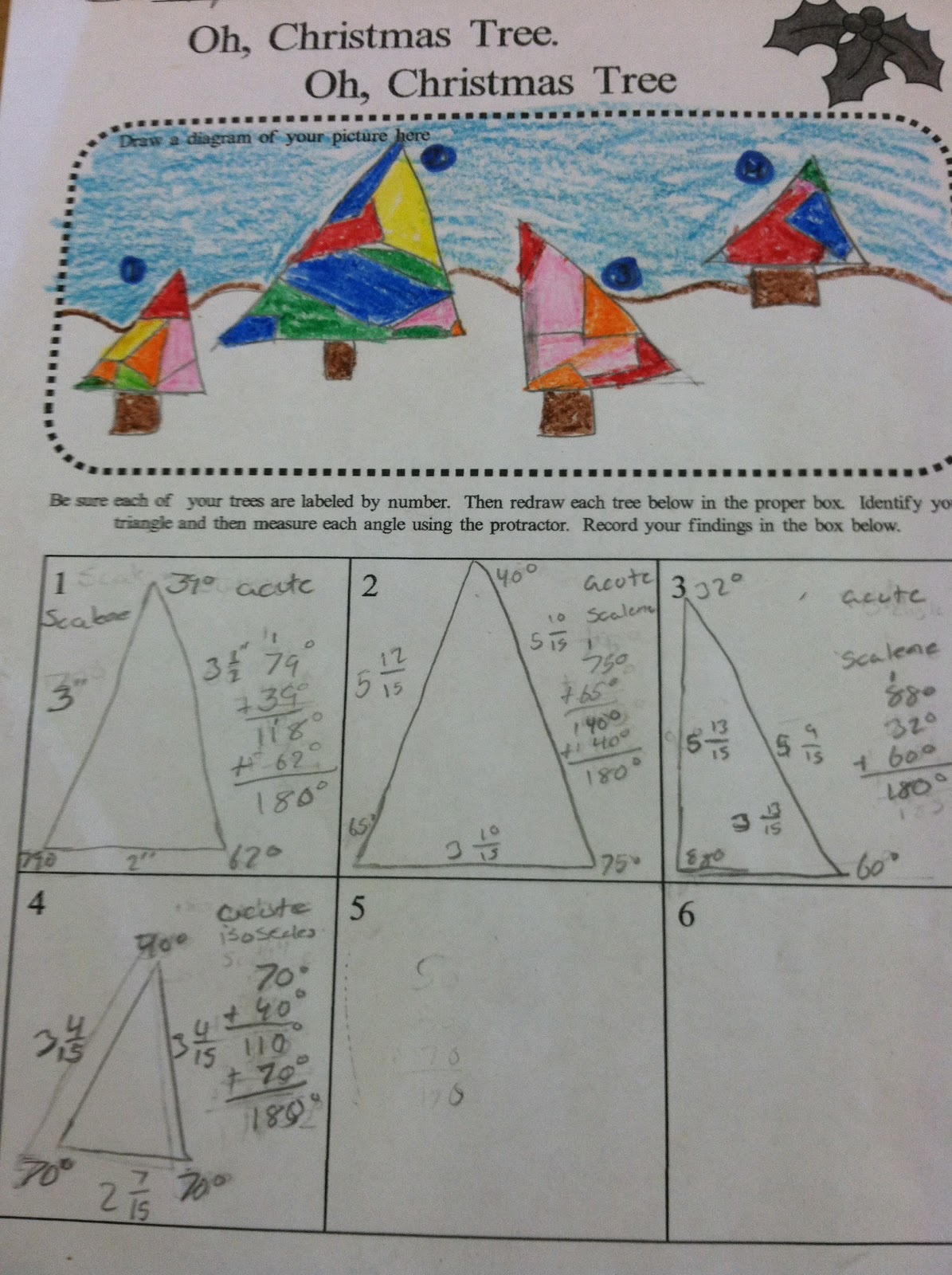 Christmas Tree Forestsand Protractors | Teaching In Room 6 in Christmas Tree Geometry Worksheet Answers