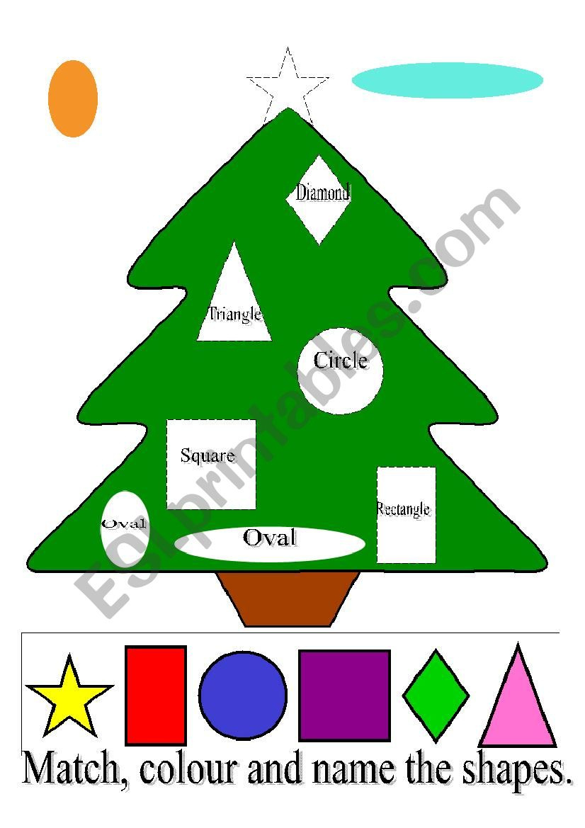 Christmas Tree - Shapes - Esl Worksheetan_Chika intended for Christmas Tree Shapes Worksheet