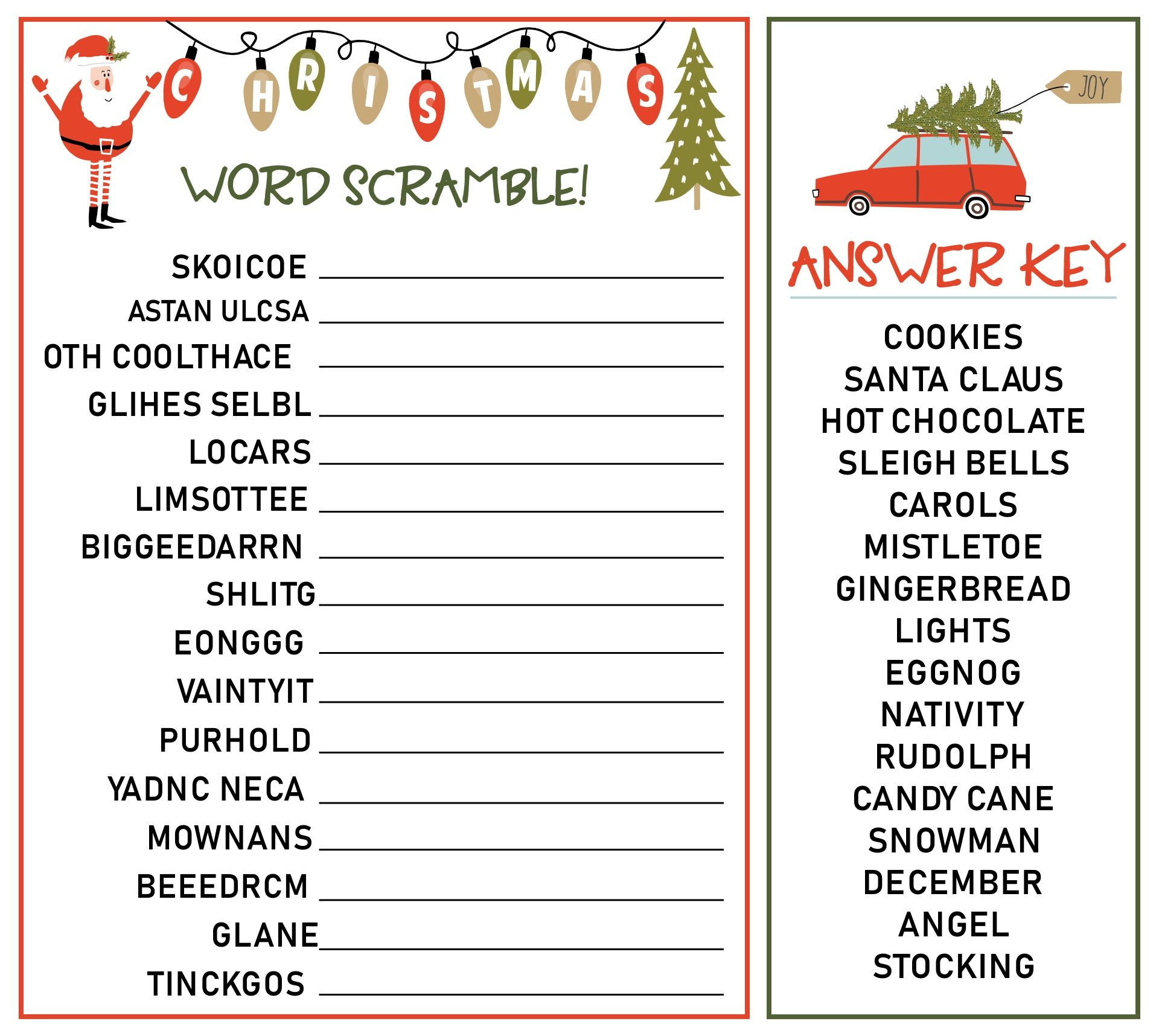 Christmas Word Scramble Game - 15 Free Pdf Printables | Printablee for Christmas Unscramble Worksheets For Adults