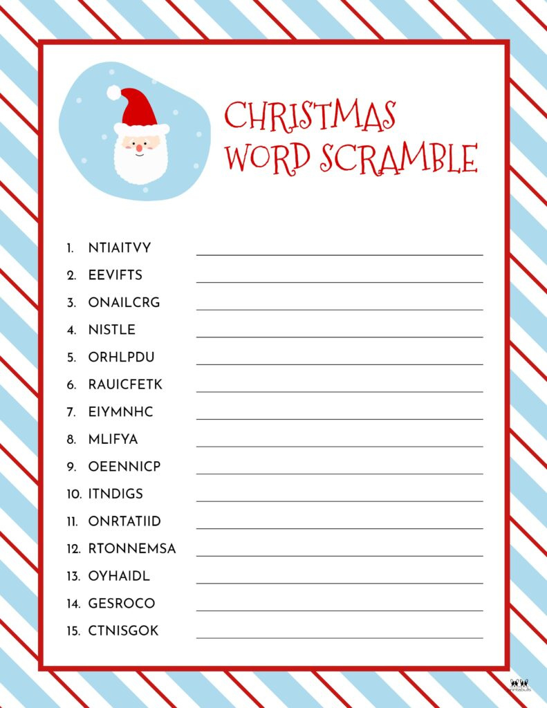 Christmas Word Scrambles - 15 Free Printables | Printabulls inside Christmas Unscramble Worksheets For Adults