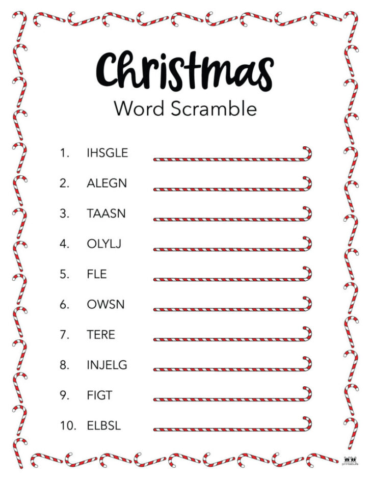 Christmas Unscramble Worksheets