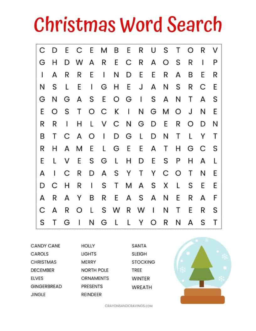 Christmas Word Search Printable (For Kids Or Adults) for Christmas Word Search Printable Worksheets