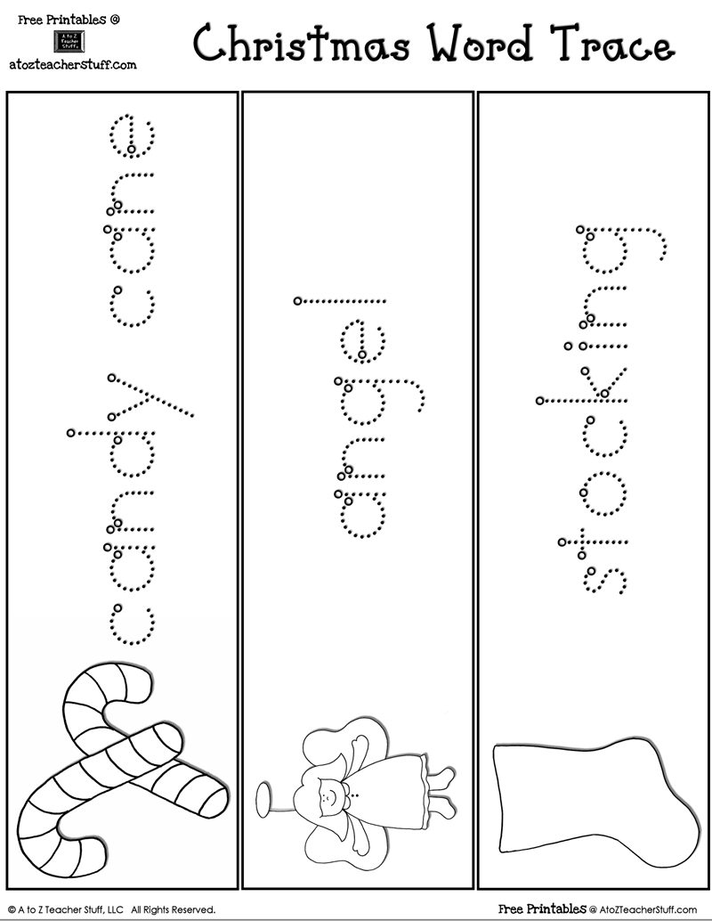 Christmas Word Tracing Practice | A To Z Teacher Stuff Printable for Christmas Words Tracing Worksheets