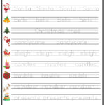 Christmas Word Tracing Worksheet   Ezpzlearn With Christmas Tracing Worksheet