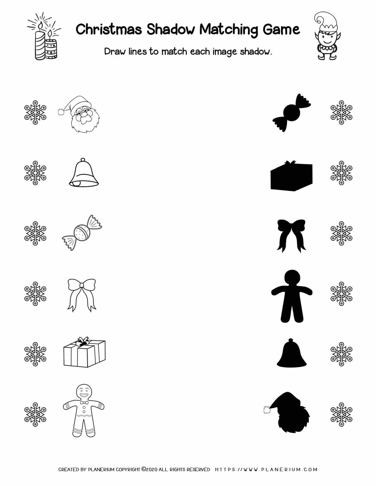 Christmas - Worksheet - Shadow Matching Game | Planerium with regard to Christmas Matching Worksheet