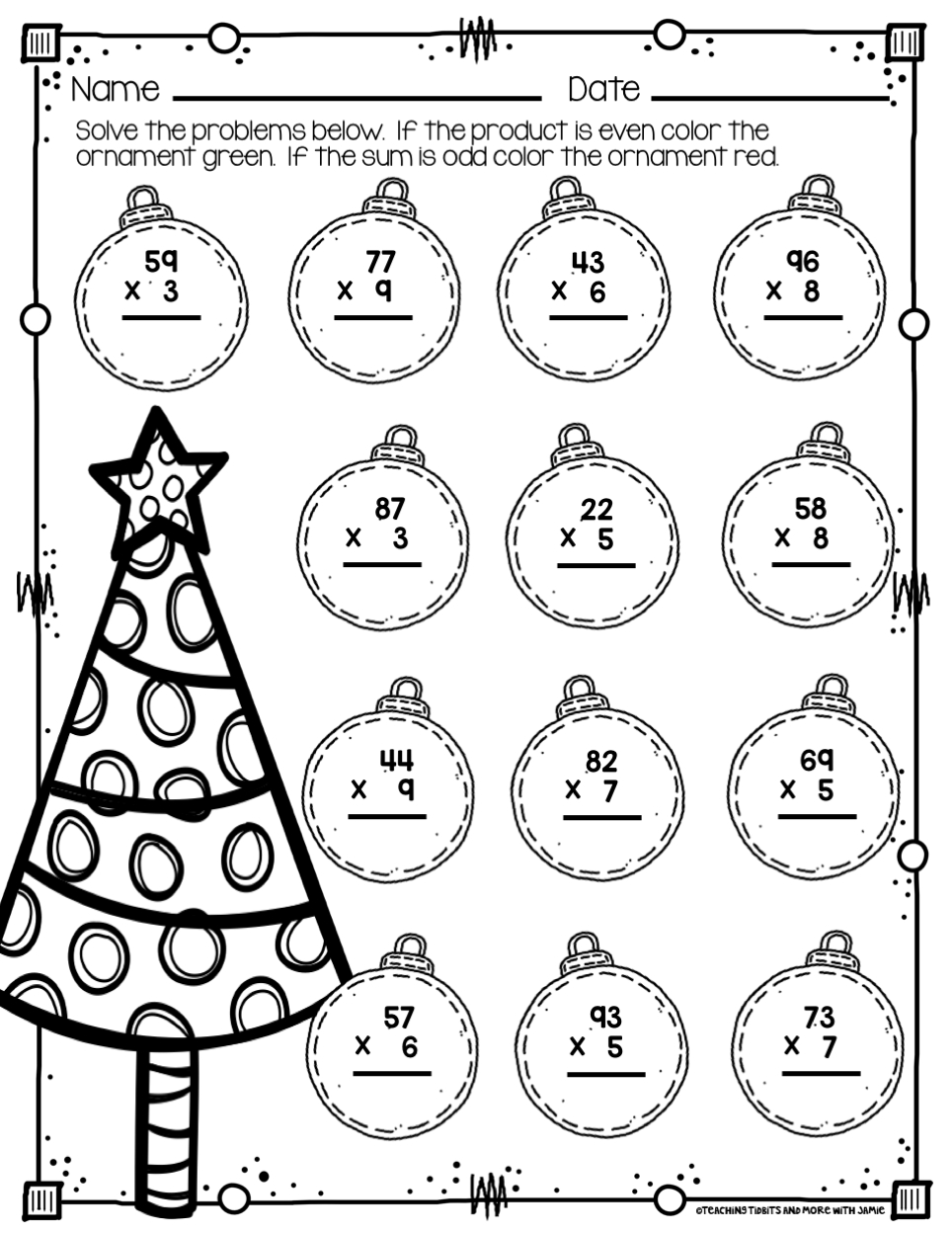 Christmas Worksheets 3Rd Grade Math E0E within Christmas Worksheets 3Rd Grade Free