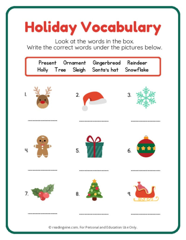 Christmas Worksheet Ideas