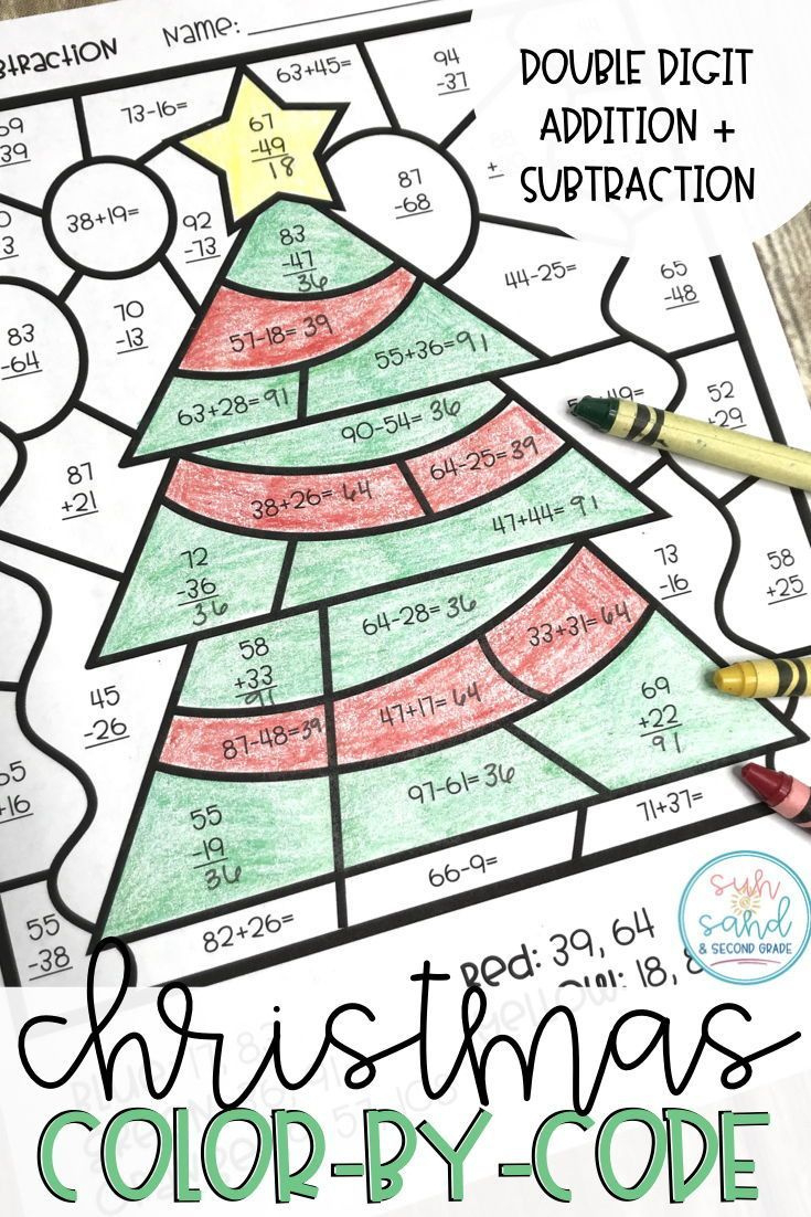 Colornumber Christmas Mystery Pictures: Double Digit Addition with regard to Christmas Mystery Picture Math Worksheets