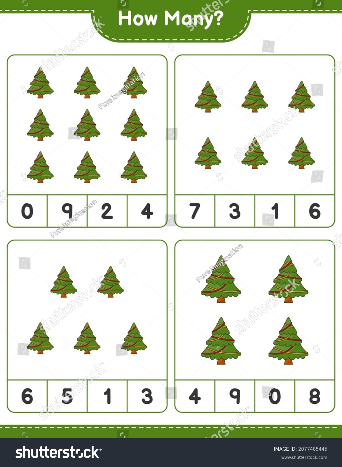 Counting Game How Many Christmas Tree Stock Vector (Royalty Free inside Christmas Tree Counting Worksheet