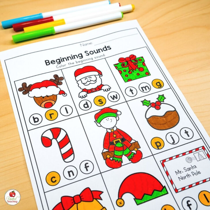 Christmas Phonics Worksheets For Kindergarten