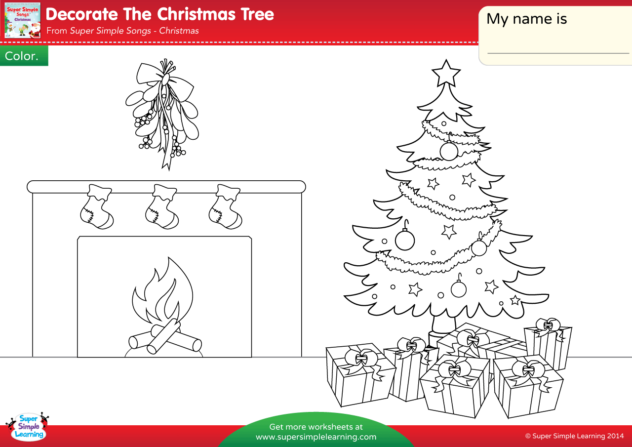 Decorate The Christmas Tree Worksheet - Color - Super Simple in Christmas Tree Decoration Worksheet