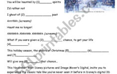 Disney´s - A Christmas Carol -Trailer Gap Fill (2009 Movie) - Esl within Christmas Movie Worksheets