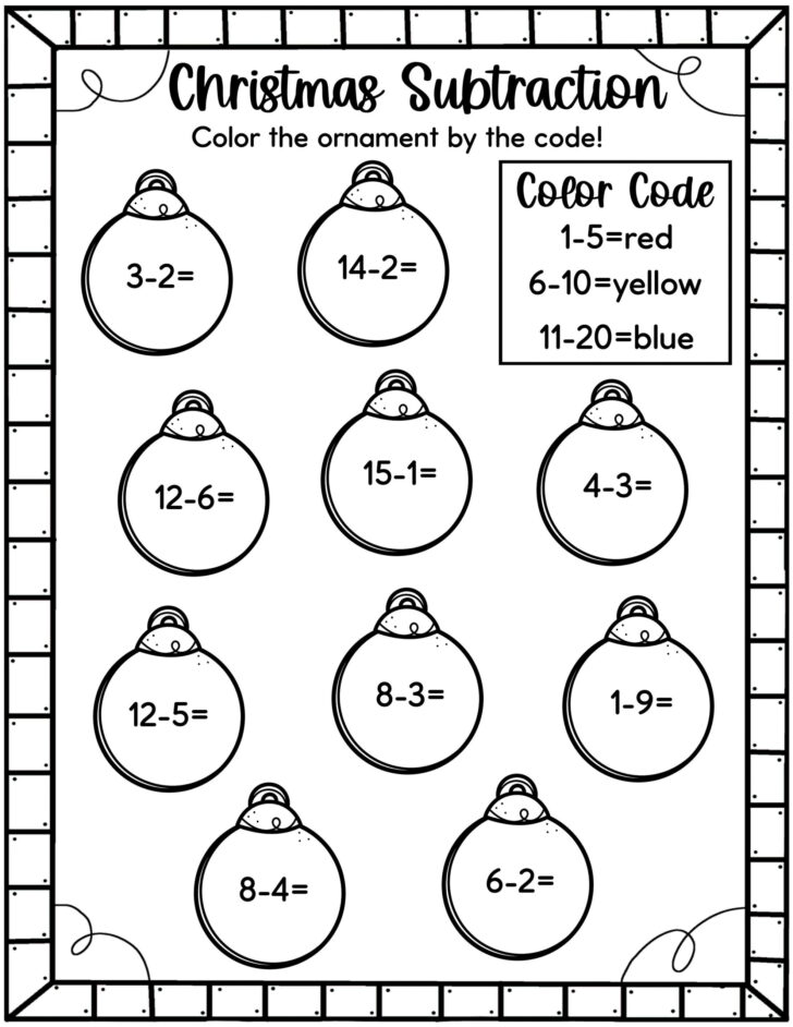 Christmas Subtraction Worksheets Regrouping