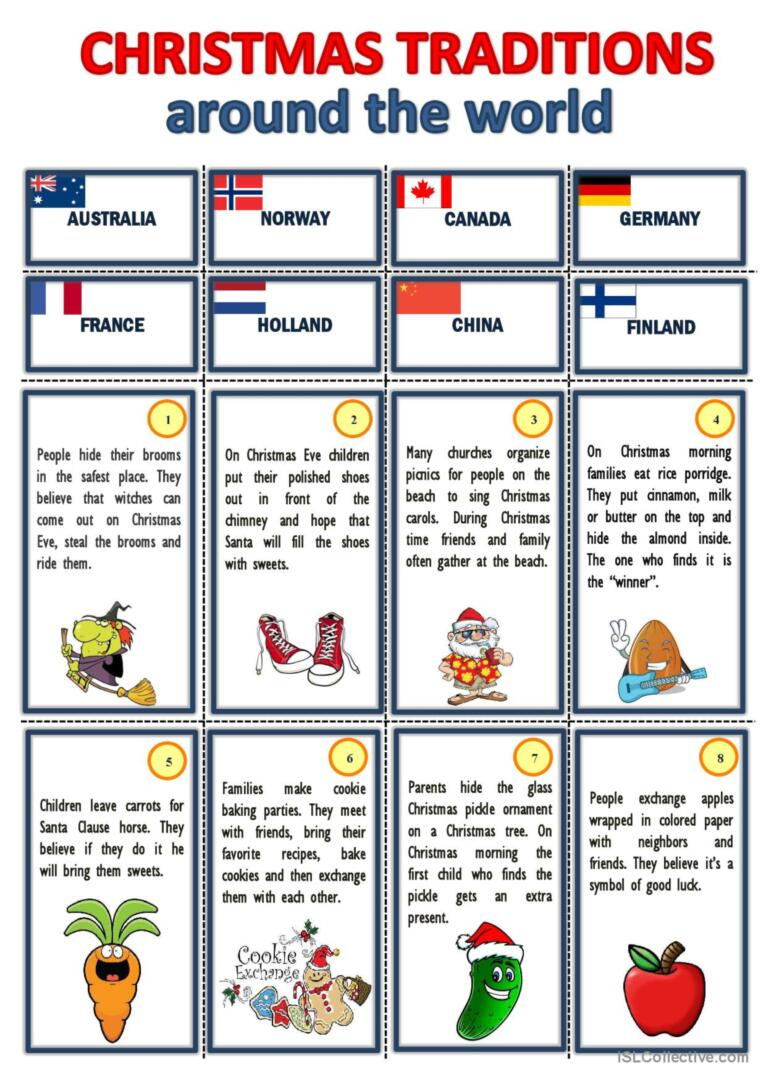 English Esl Worksheets, Activities For Distance Learning And intended for Christmas Traditions Around The World Worksheet