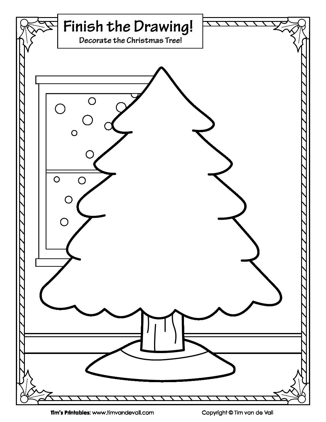 Finish The Drawing - The Christmas Tree - Tim&amp;#039;S Printables inside Christmas Tree Decoration Worksheet