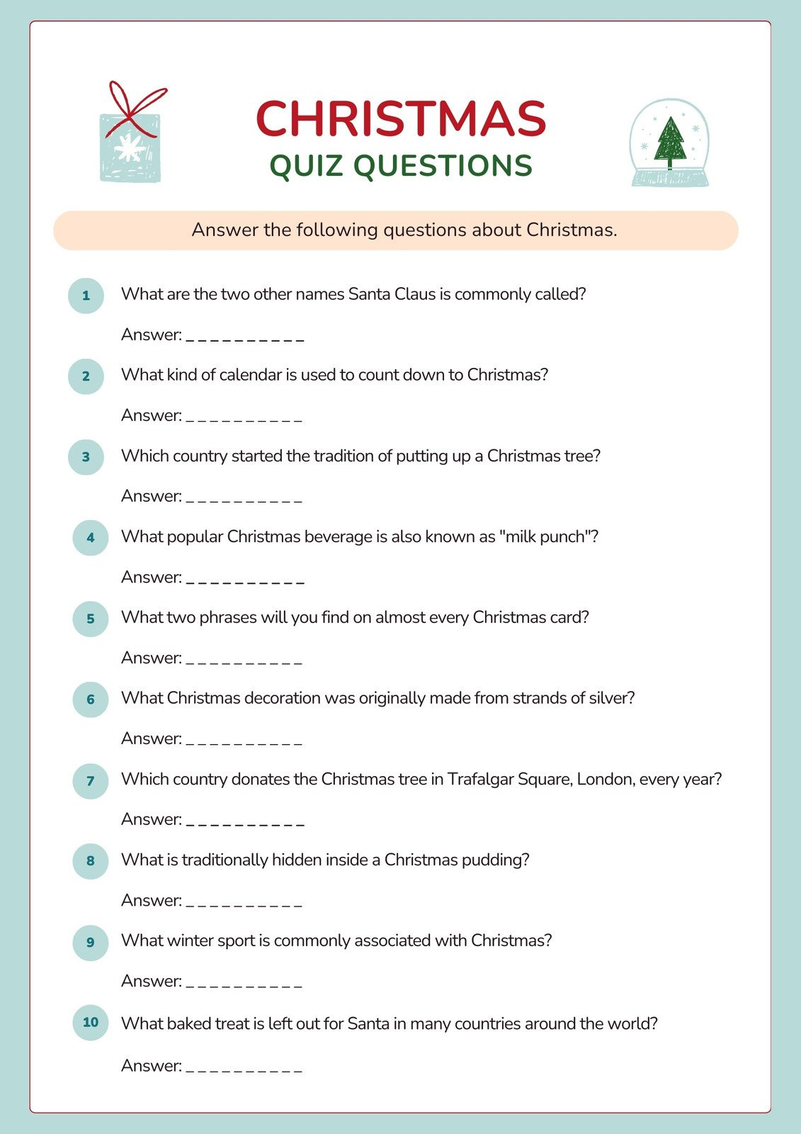 Free, Editable Christmas Worksheet Templates | Canva regarding Christmas Quiz Worksheet