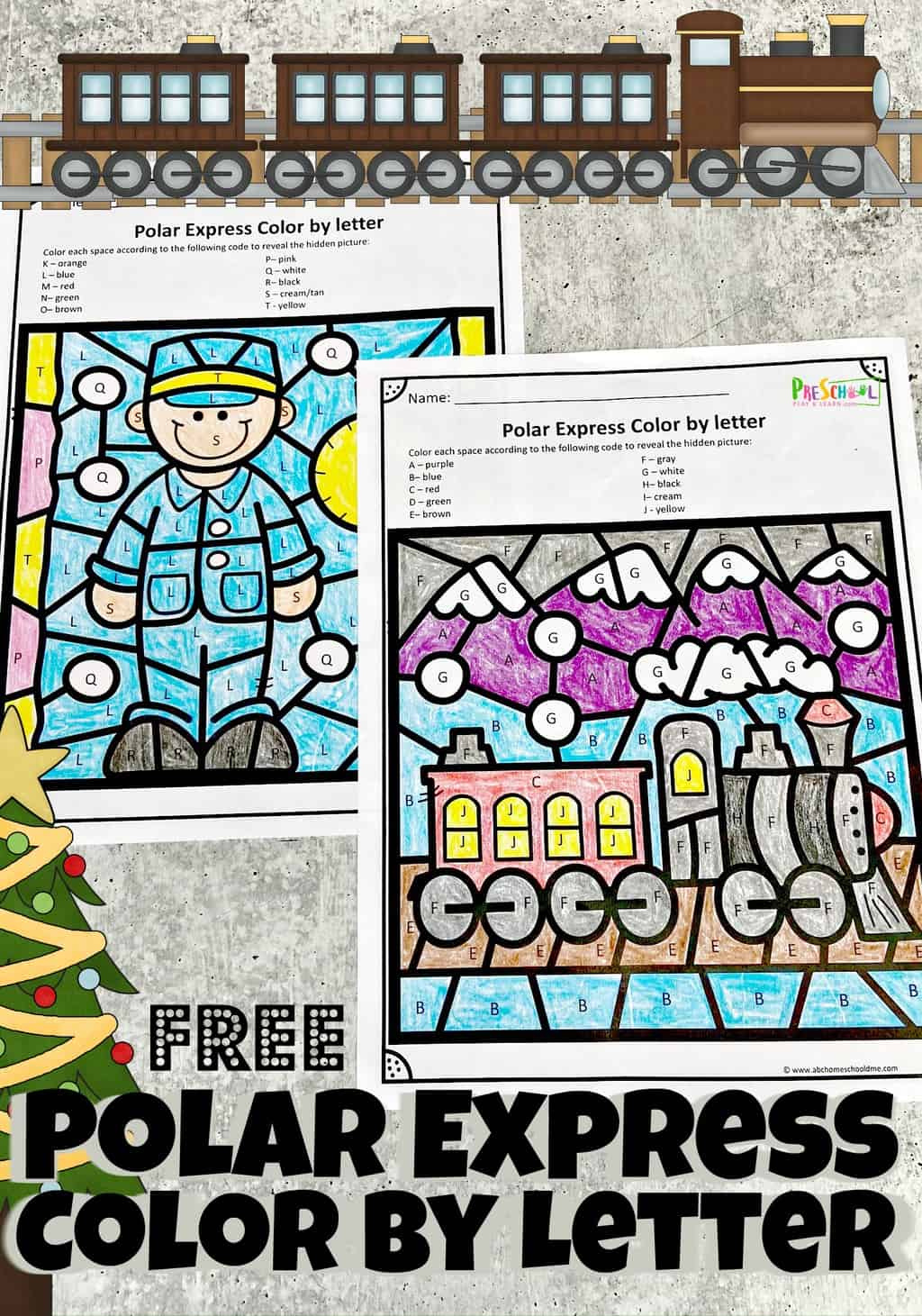 Free Polar Express Colorletter Christmas Worksheets with regard to Color By Letter Christmas Worksheets