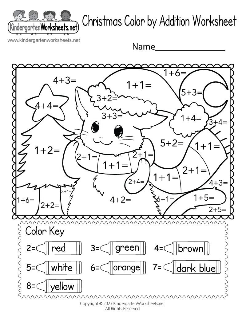 Free Printable Christmas Coloraddition Worksheet with regard to Christmas Math Addition Color by Number Worksheet