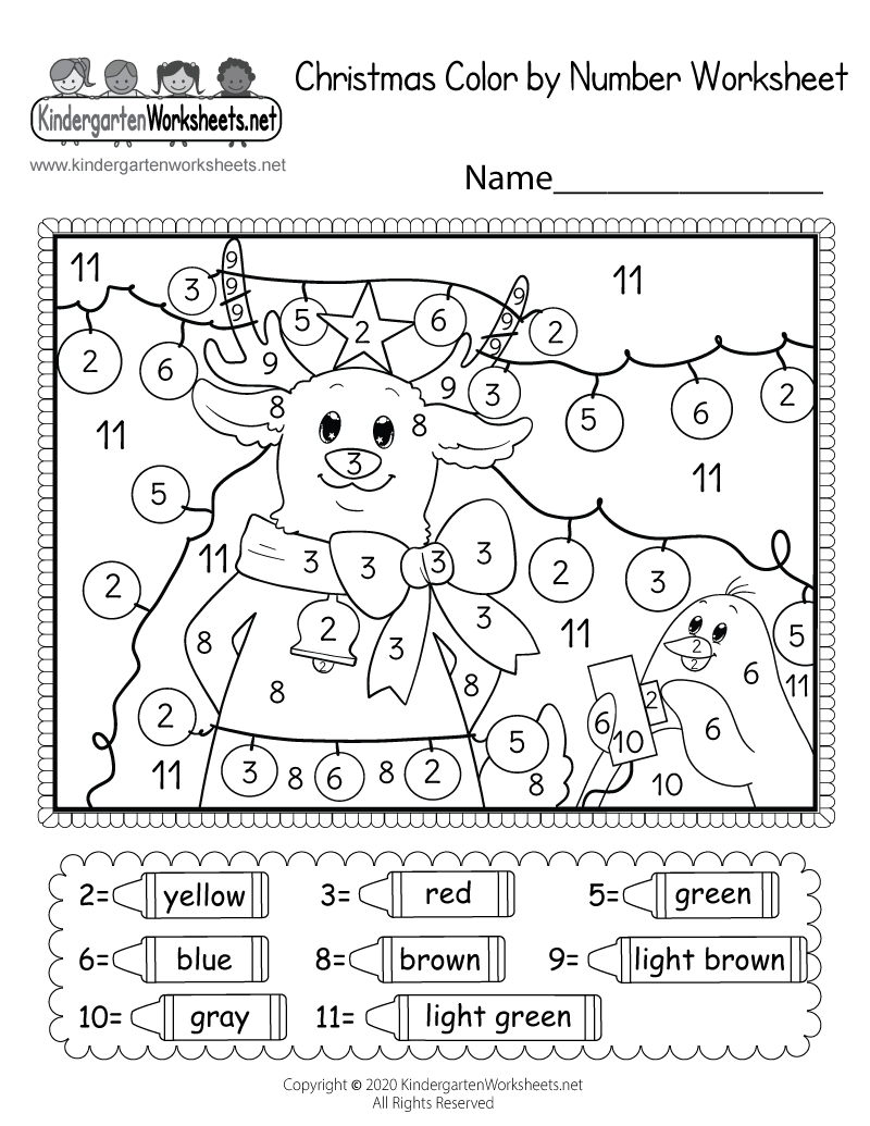 Free Printable Christmas Colornumber Worksheet in Color by Number Christmas Worksheet