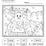 Free Printable Christmas Colornumber Worksheet Within Color By Number Christmas Worksheets Free