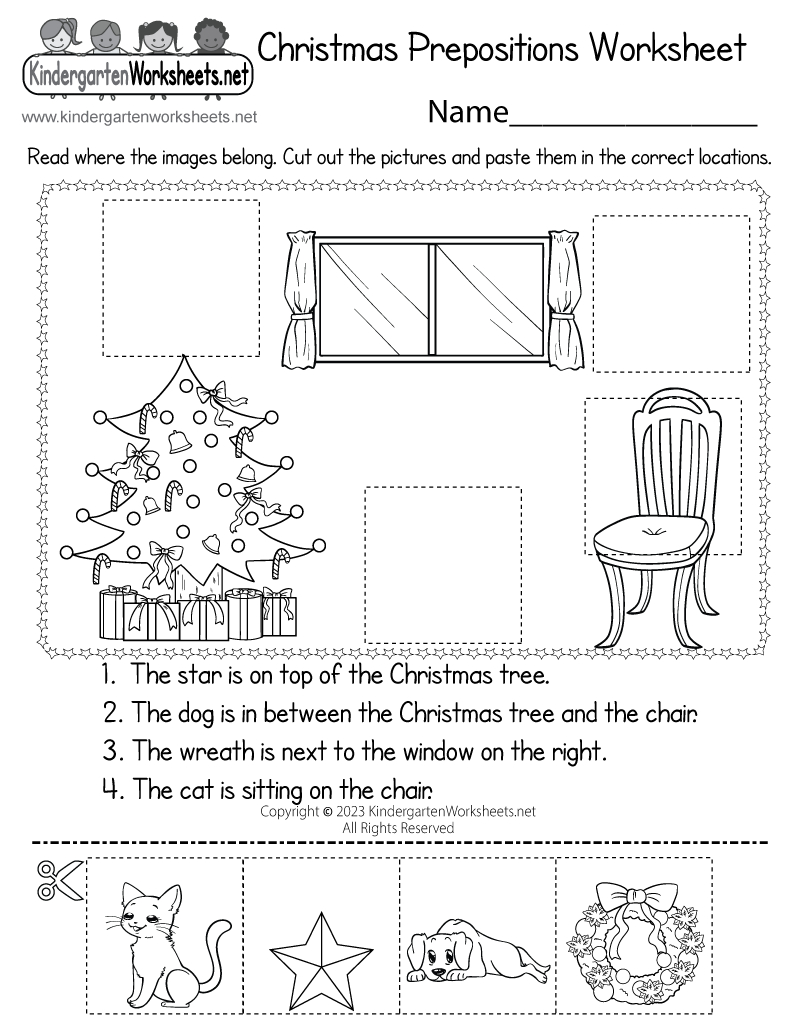 Free Printable Christmas Prepositions Worksheet with regard to Christmas Prepositions Worksheet