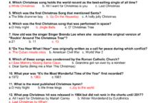 Free Printable Christmas Songs Trivia Quiz regarding Christmas Songs Worksheet Answers
