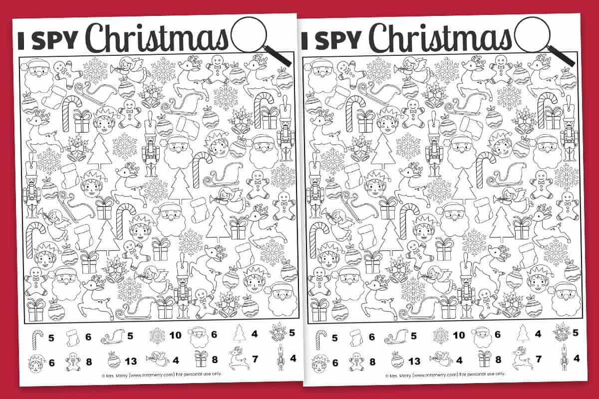 Free Printable I Spy Christmas Activity | Mrs. Merry for Christmas Picture Search Worksheet