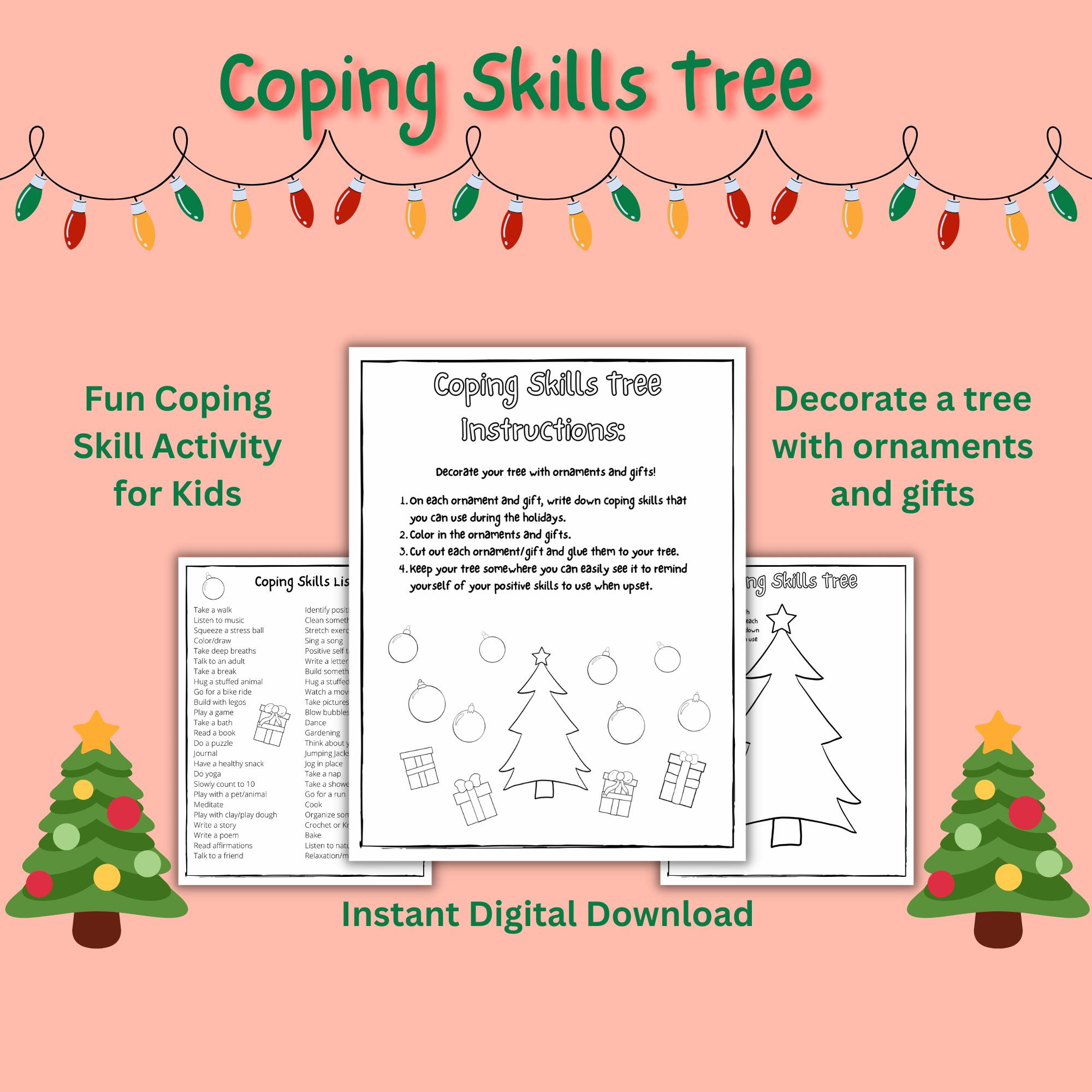 Holiday Print Coping Skills Worksheet Coping Skills Tree Printable throughout Christmas Tree Guidance Worksheet