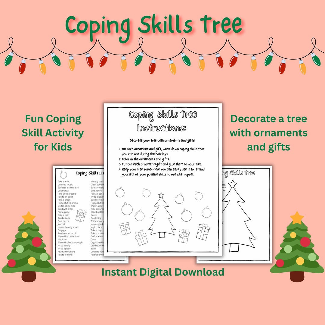 Holiday Print Coping Skills Worksheet Coping Skills Tree Printable within Coping Skills Christmas Counseling Worksheets Free