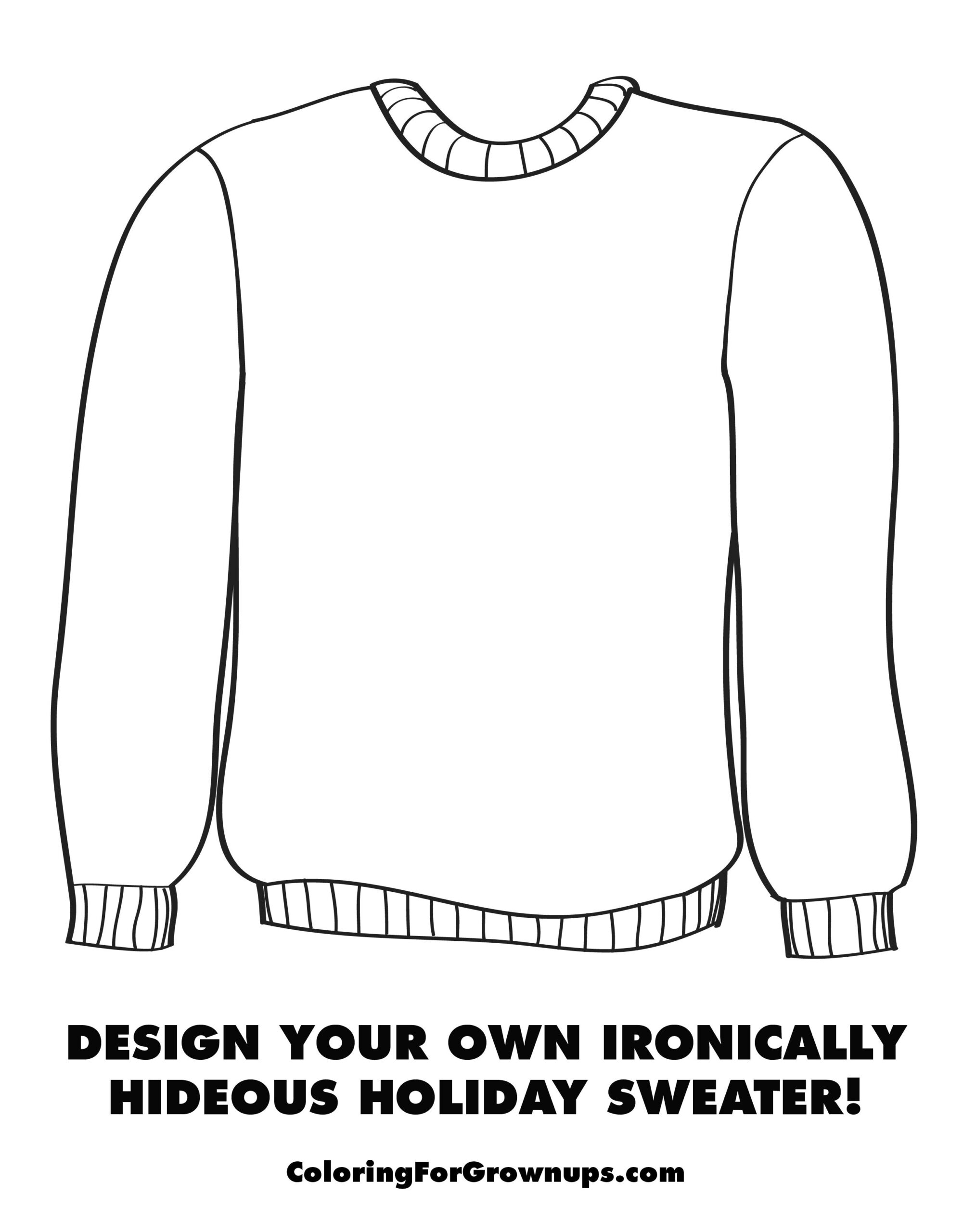 Holiday Sweater Coloring Page Sketch Coloring Page inside Christmas Sweater Worksheet