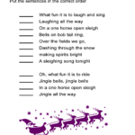 Jingle Bells For Kids Worksheet: Re Order The Song Lyrics Activity Intended For Christmas Songs Worksheets Printables